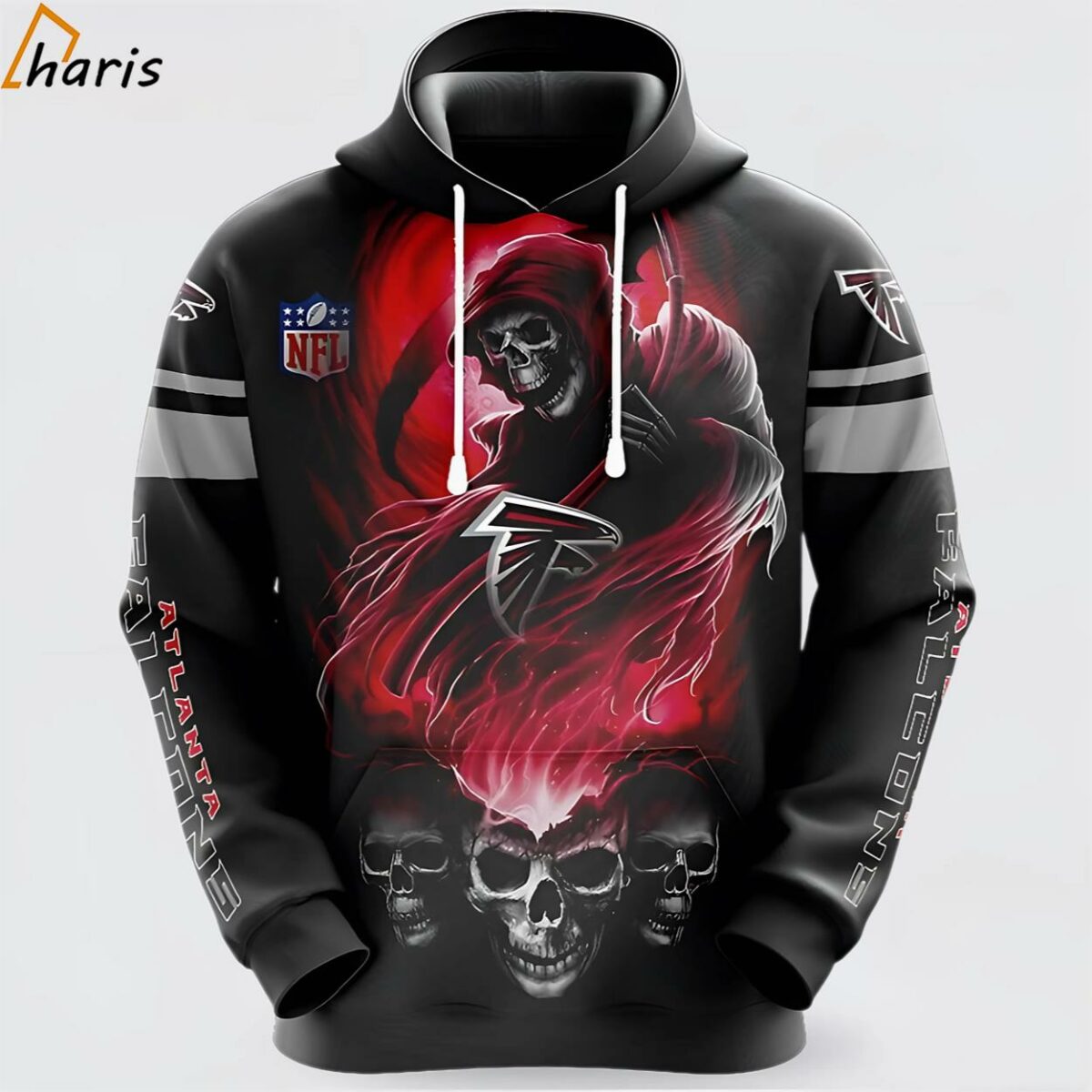 NFL Atlanta Falcons Skull Unite In Team Colors 3D Hoodie 1 jersey