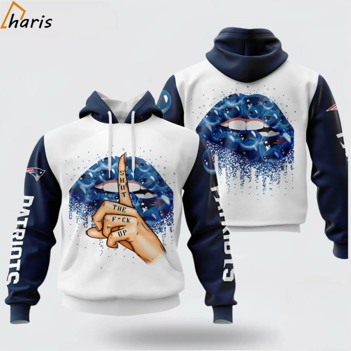 NFL New England Patriots Lips Embrace Team 3D Hoodie 1 jersey