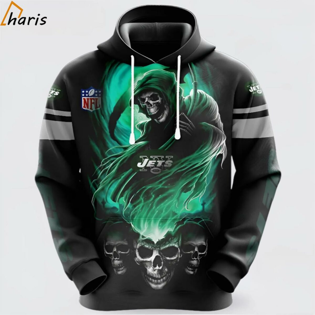 NFL New York Jets Skull Unite In Team Colors 3D Hoodie 1 jersey