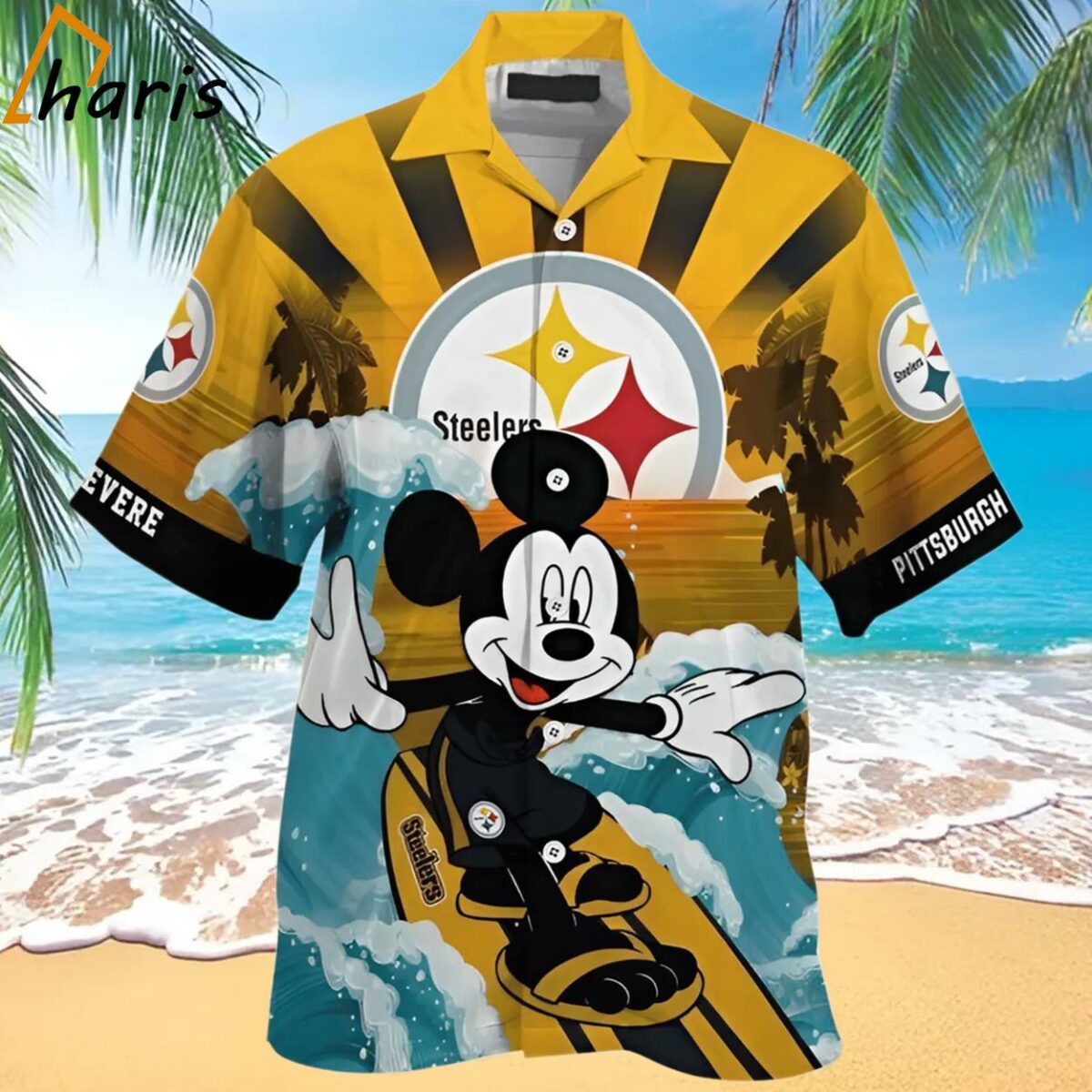 NFL Pittsburgh Steelers Custom Name Mickey Mouse Hawaiian Shirt 1 1