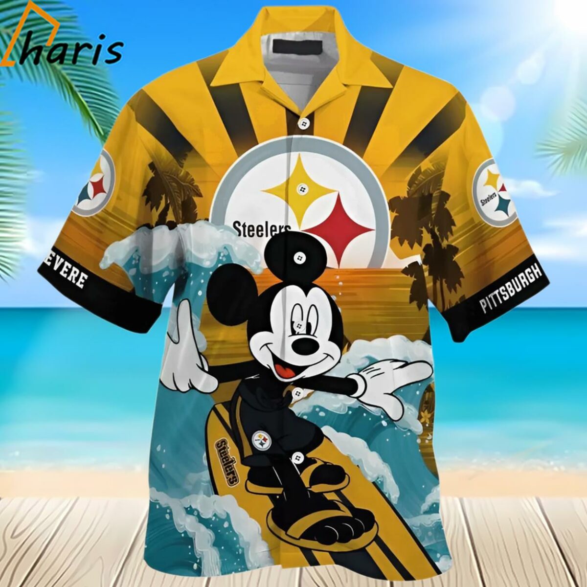 NFL Pittsburgh Steelers Custom Name Mickey Mouse Hawaiian Shirt 2 2