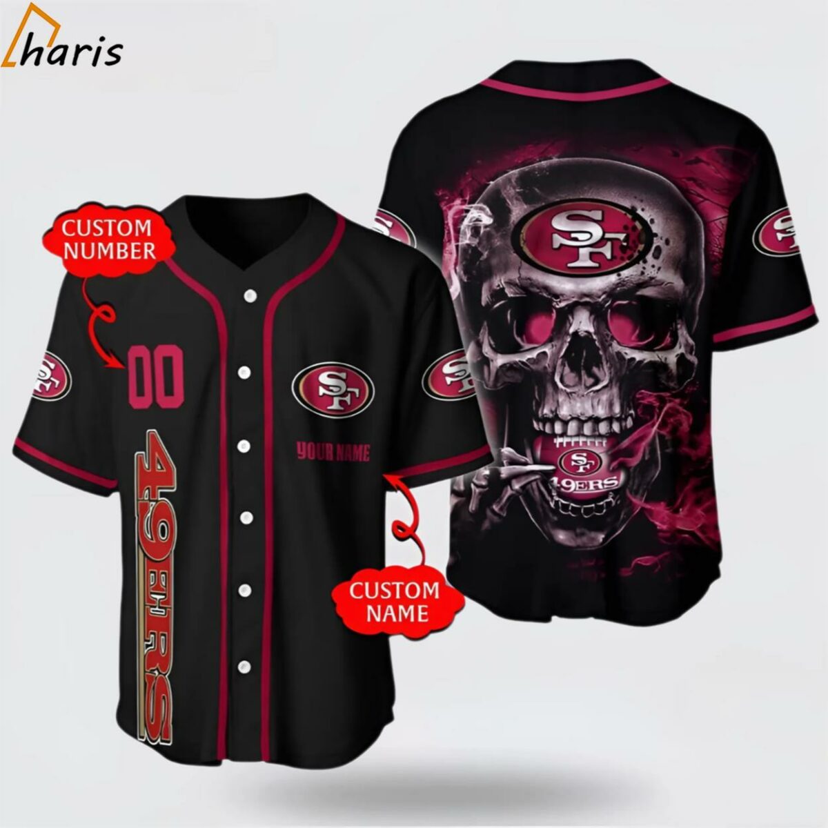NFL San Francisco 49ers 3D Personalized Skull The Ultimate Fan Gear Baseball Jersey 1 jersey