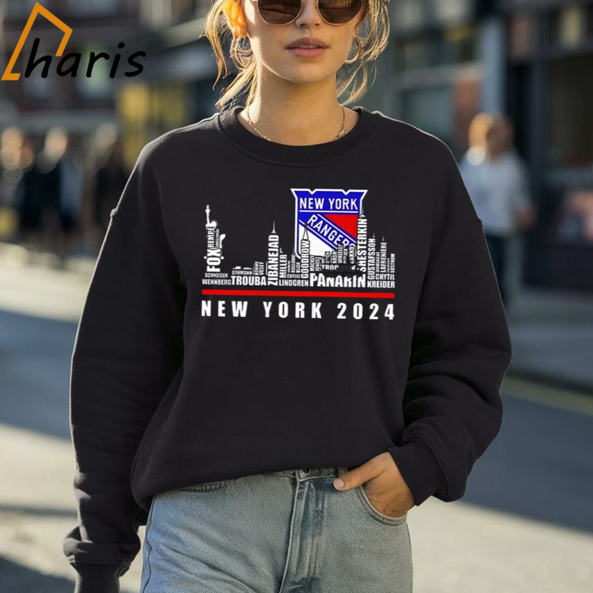 New York Rangers 2024 Player Names Skyline City Shirt 4 Sweatshirt