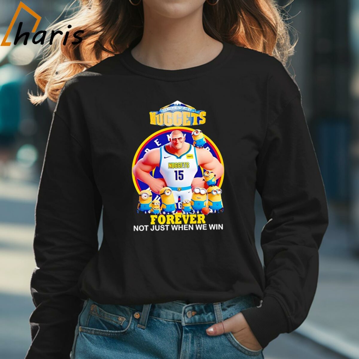 Nikola Jokic Denver Nuggets And Minions Forever Not Just When We Win Shirt 3 Long sleeve shirt