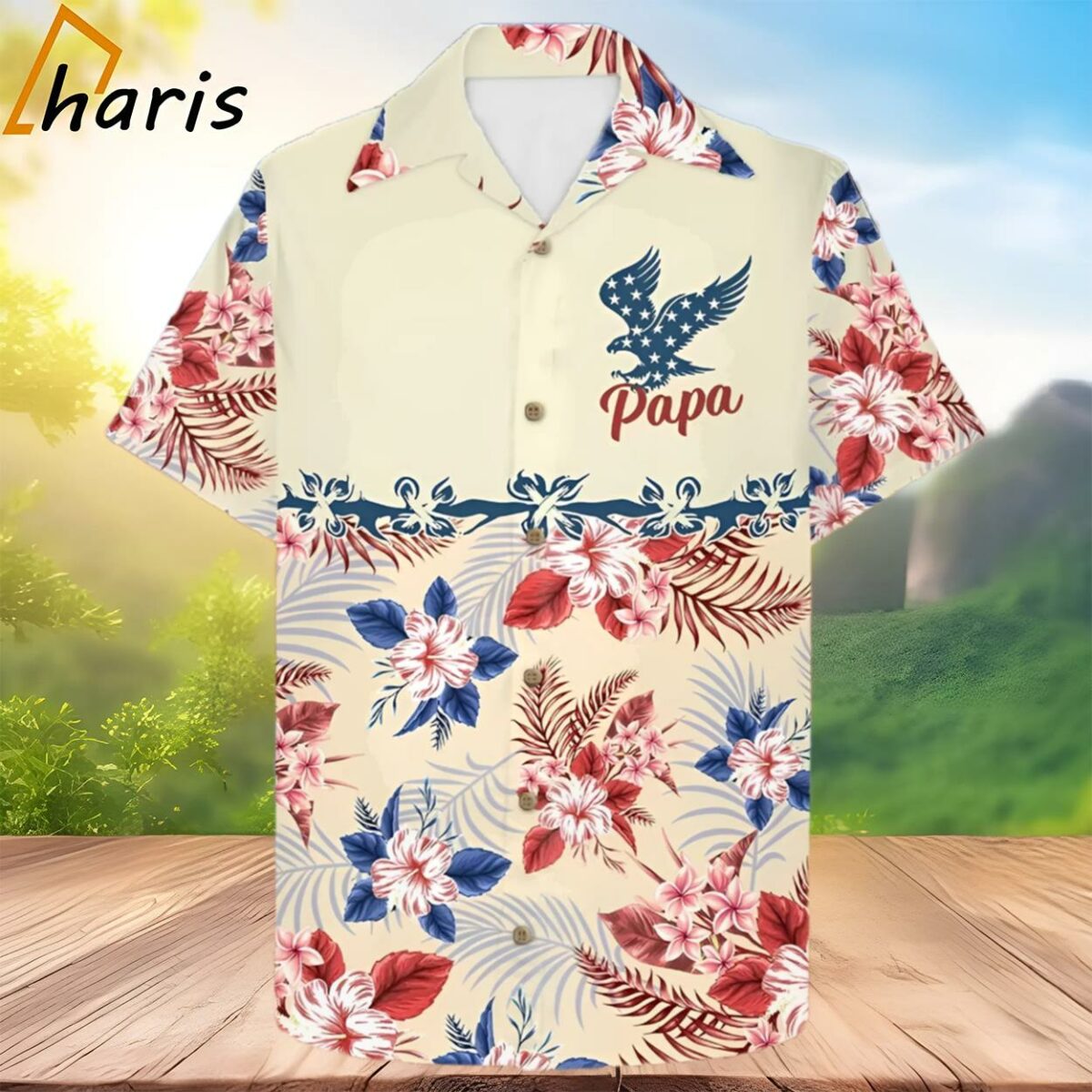 Papa American Eagle Flag Tropical Pattern Trendy Hawaiian Shirt For Grandpa And Papa 2 3