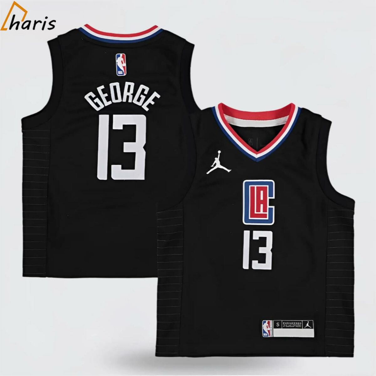 Paul George LA Clippers Jordan Brand Preschool Fast Break Replica Jersey Statement Edition Black 1 jersey