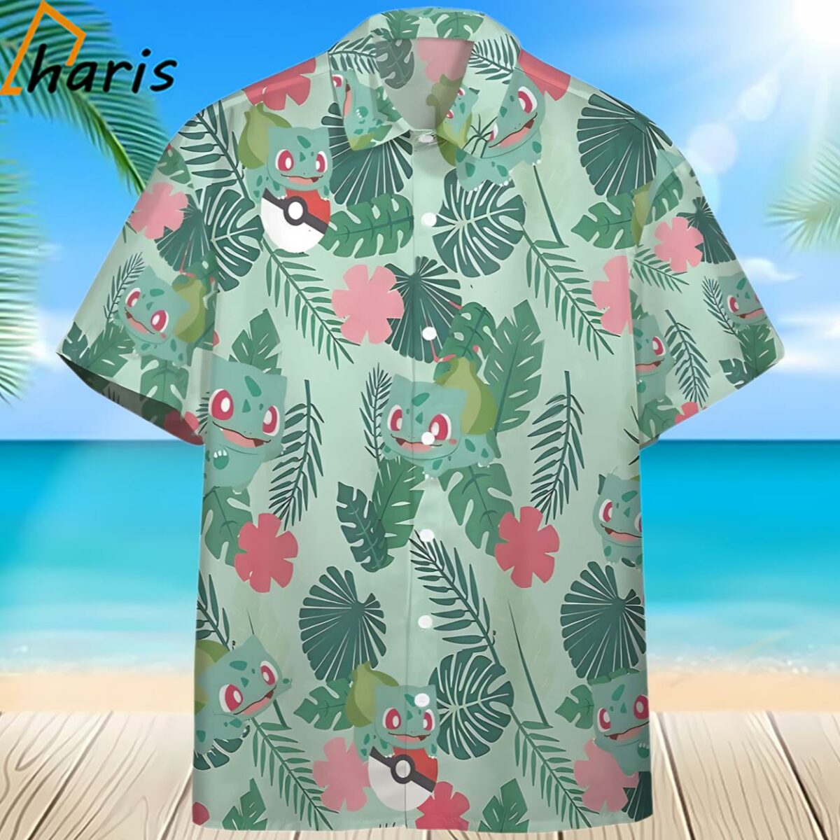 Pokemon Bulbasaur Tropical Green Hawaiian Shirt 2 2