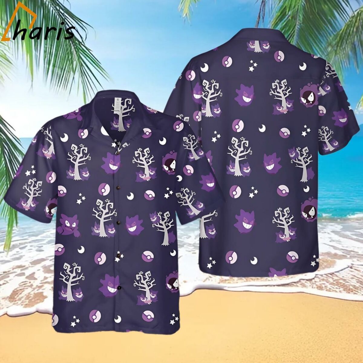Pokemon Gengar Evolution Purple Hawaiian Shirt 1 1