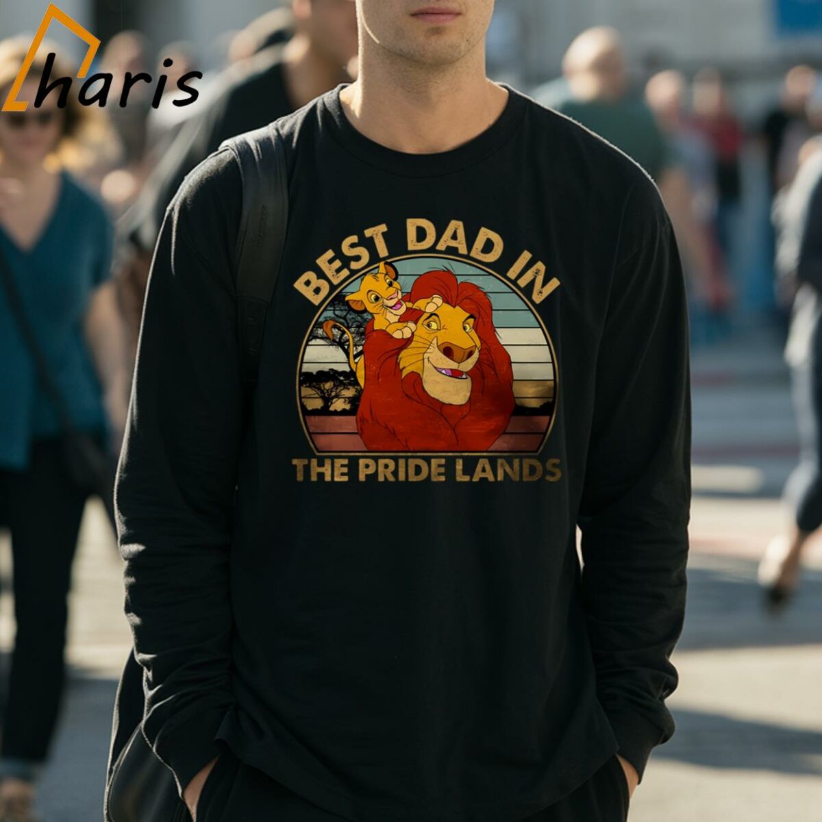 Retro Lion King Best Dad In The Pride Lands Shirt Lion Dad And Son Gift Father Day 3 Long Sleeve Shirt