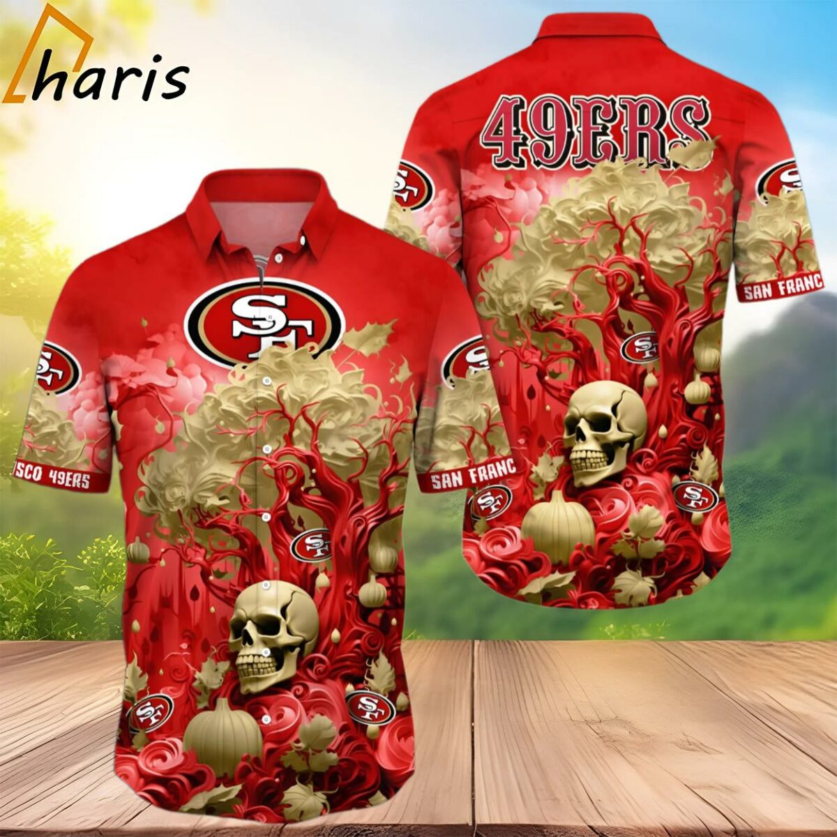 San Francisco 49ers Skull Trending Hawaii Shirt 2 3