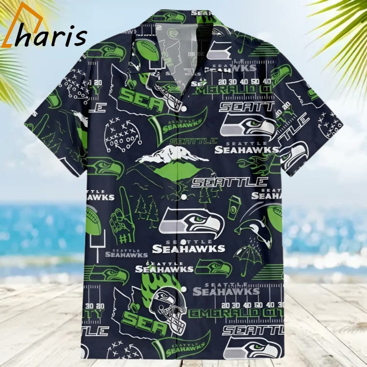 Seattle Seahawks Legacy Patch Hawaiian Shirt 2 2