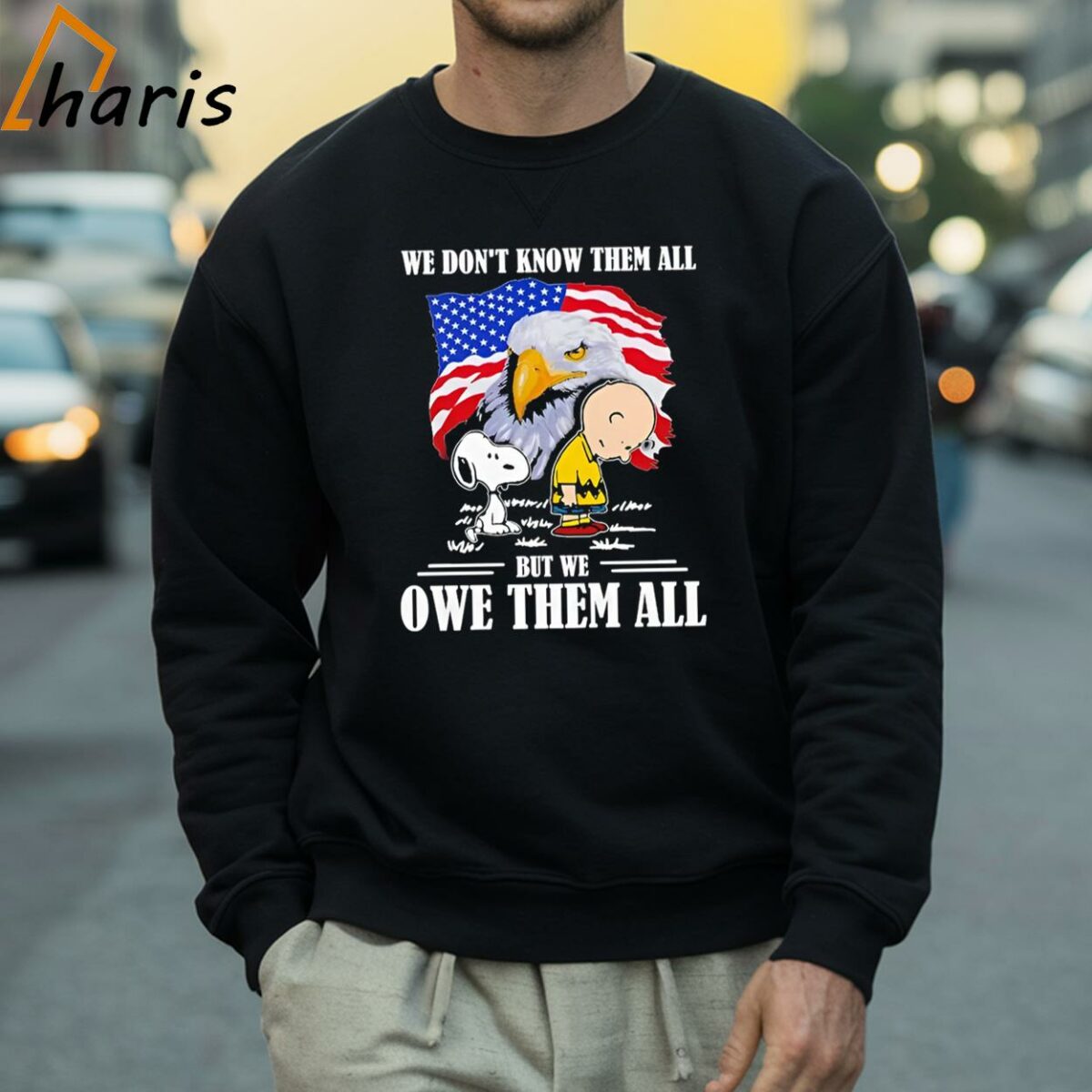 Snoopy And Charlie Brown We Dont Know Them All But We Owe Them All American Flag Shirt 4 Sweatshirt