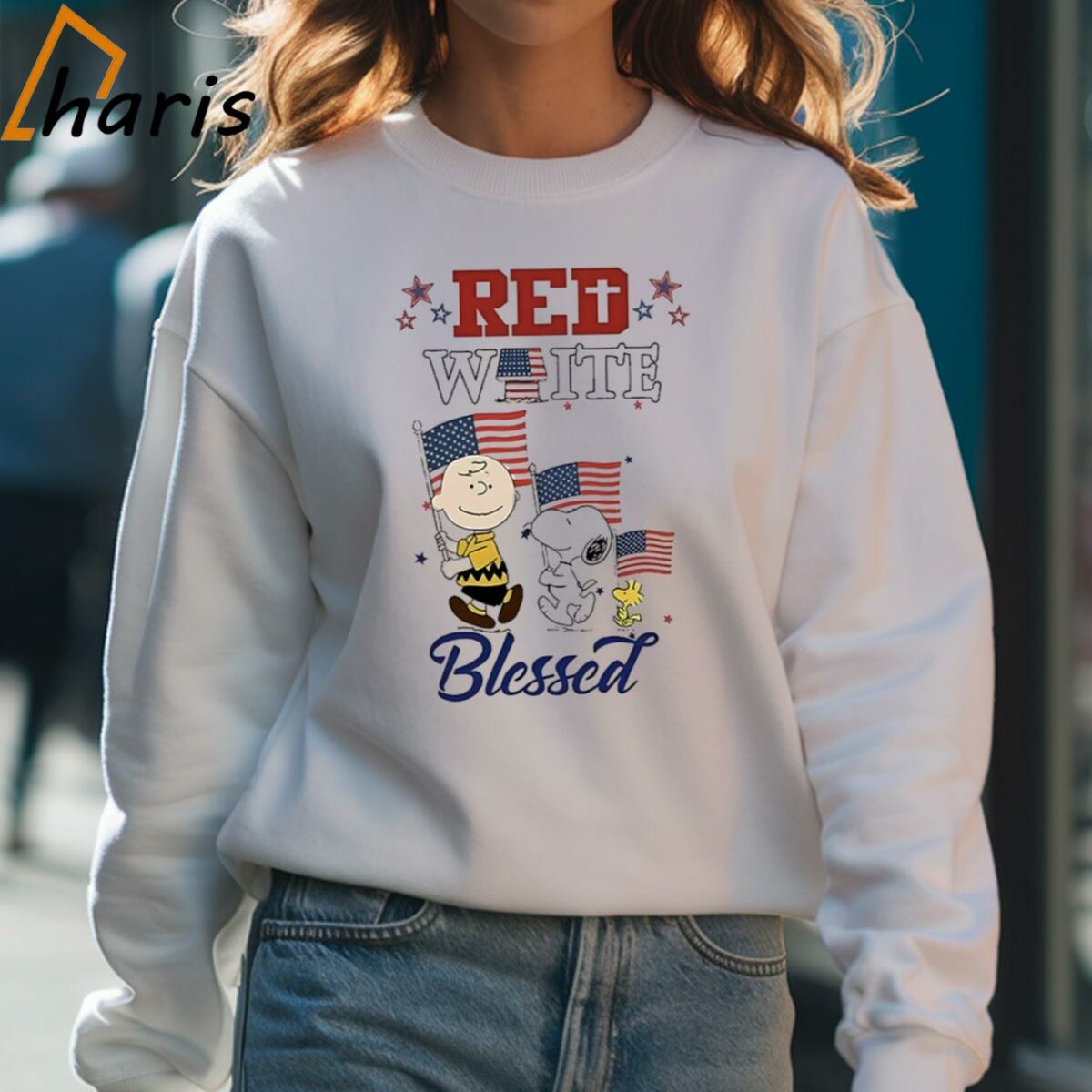 Snoopy Charlie Brown Peanuts The Independence Day Red White Blessed T shirt 4 Sweatshirt