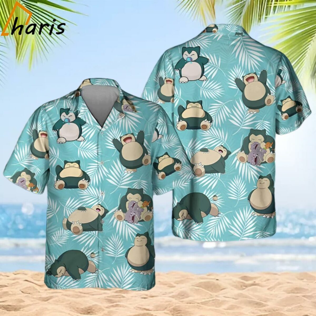 Snorlax Button Up Pokemon Summer Vacation Beach Hawaiian Shirt 2 2