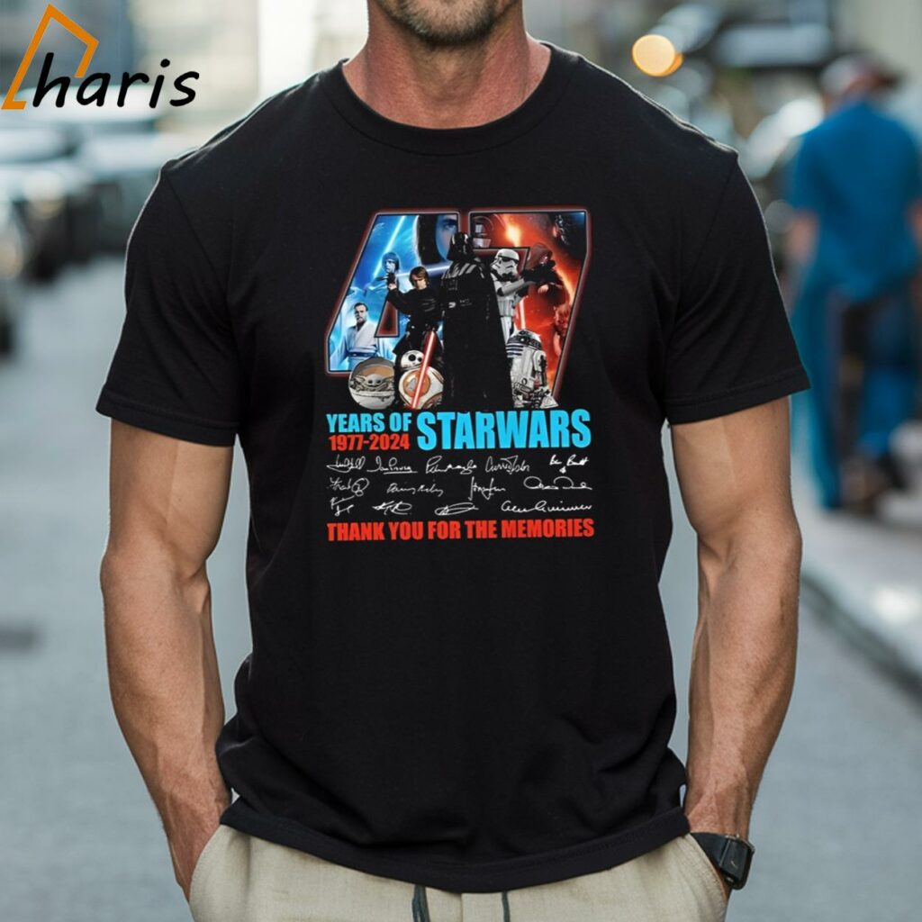 Star Wars 47 Years Of The Memories 1977-2024 Thank You Fan Signatures T-shirt