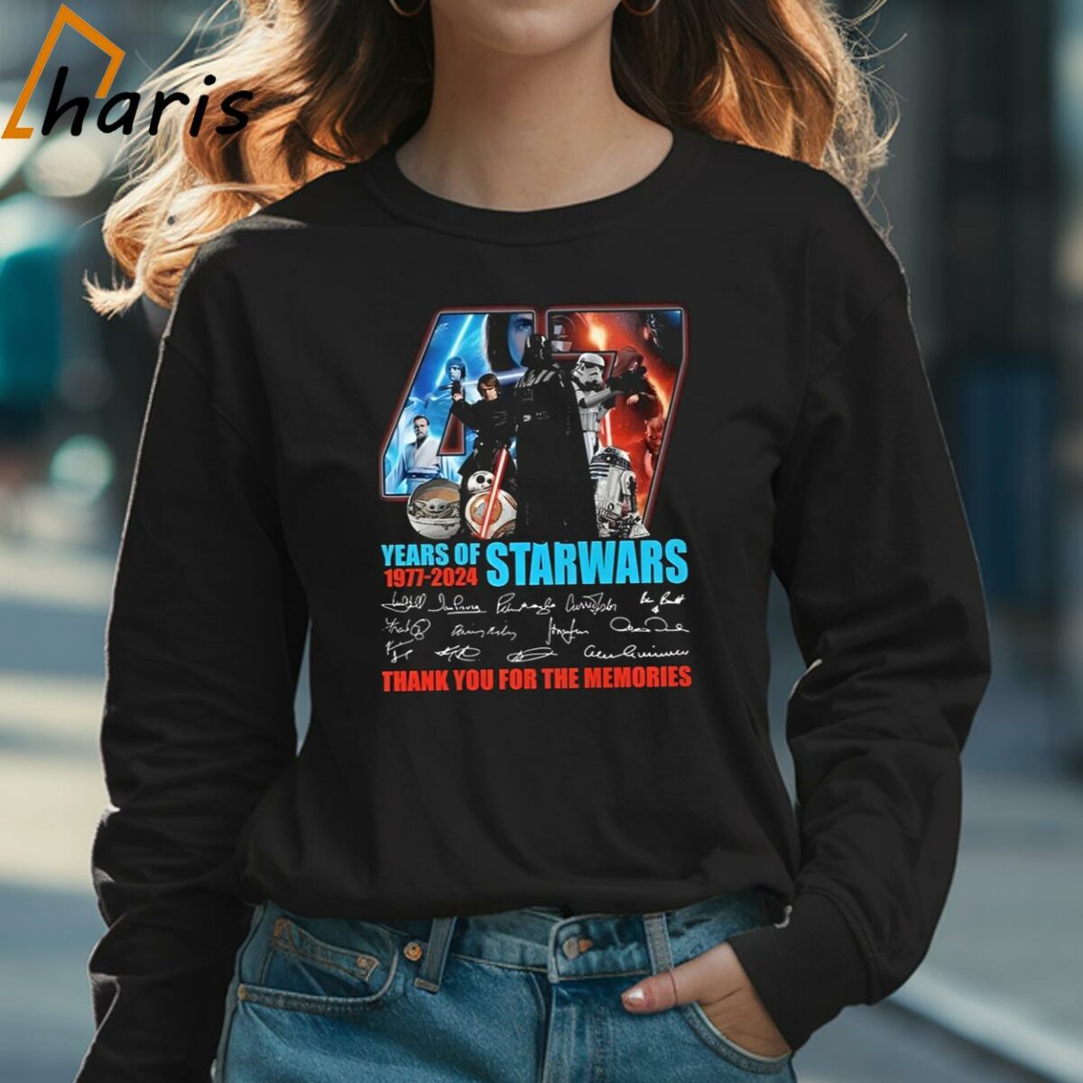Star Wars 47 Years Of The Memories 1977 2024 Thank You Fan Signatures T shirt 3 Long sleeve shirt