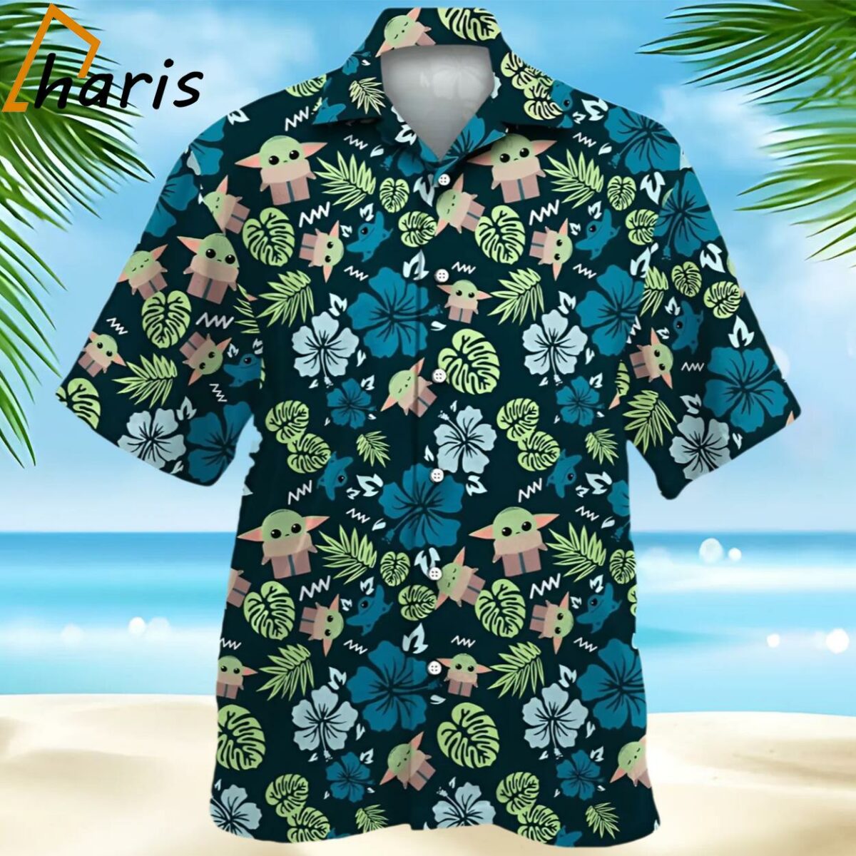 Star Wars Grogu Baby Yoda Tropical Leaves Hawaiian Shirt 1 1