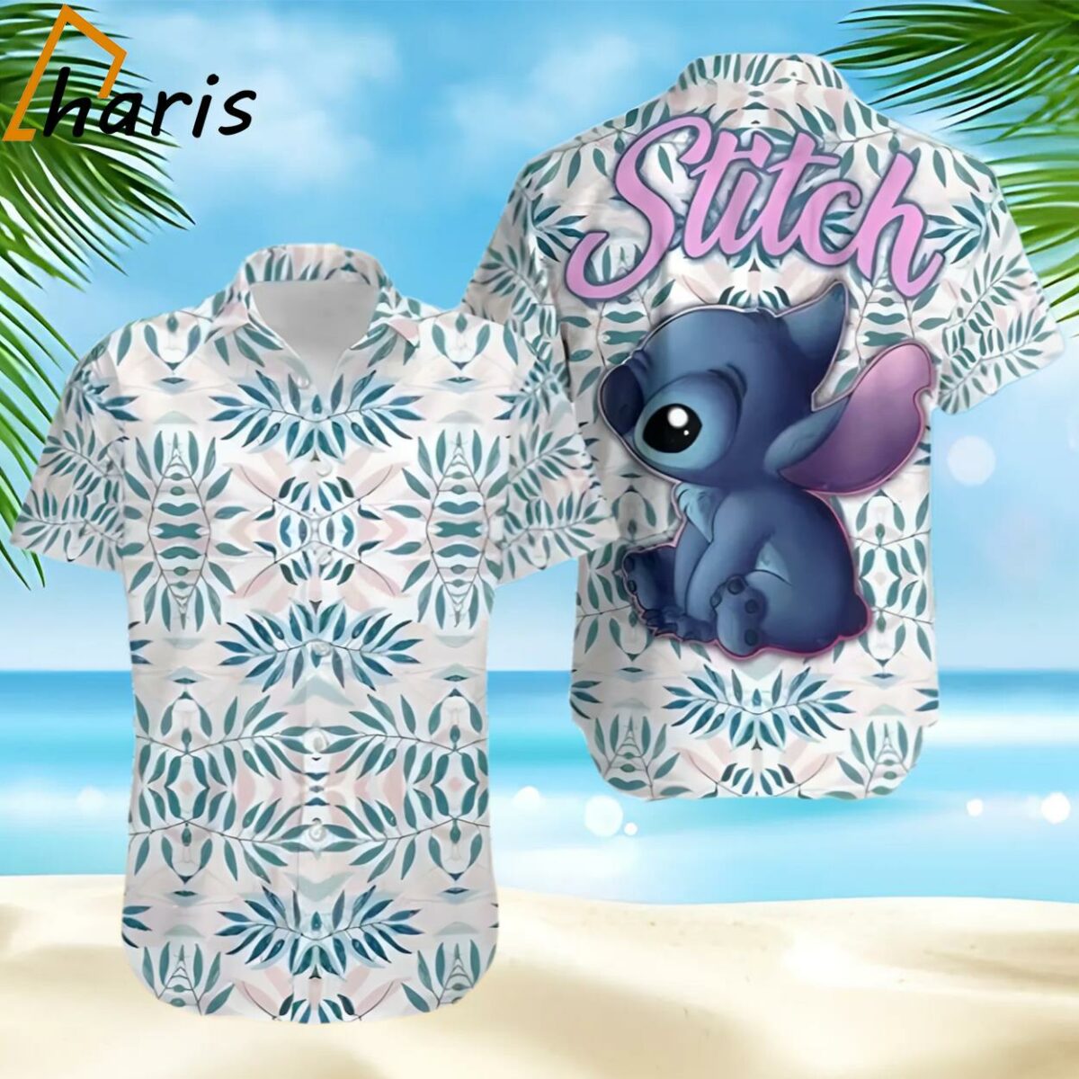 Stitch Blue Leaves Pattern Disney Cruise 2024 Disney Hawaiian Shirt 1 1