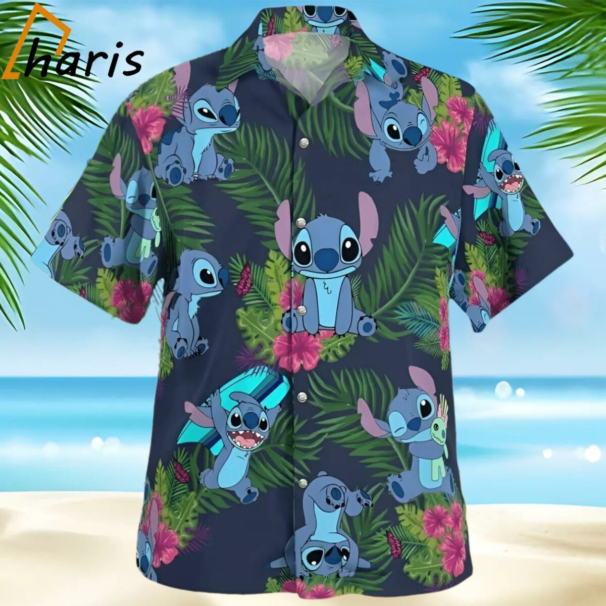 Stitch Disney Palm Leaves Pattern All Over Print Hawaiian Shirt 1 1
