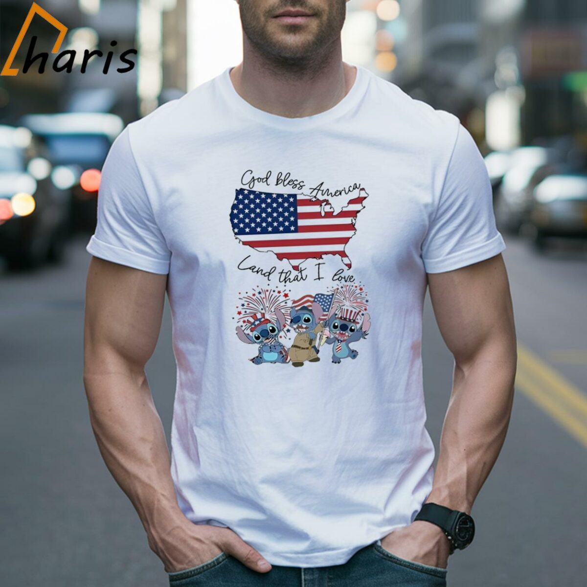 Stitch God Bless America Land That I Love Fan T Shirt 2 Shirt
