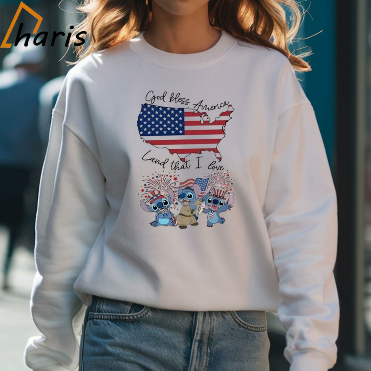 Stitch God Bless America Land That I Love Fan T Shirt 4 Sweatshirt