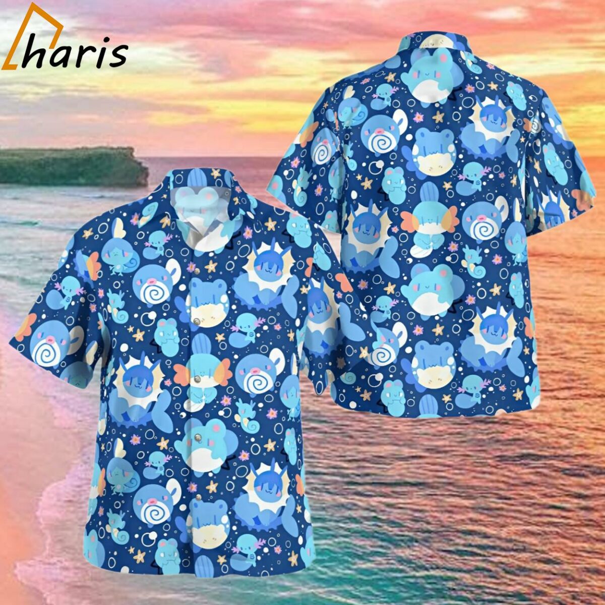 Stylish Blue Water Pokemon Hawaiian Shirt 1 1