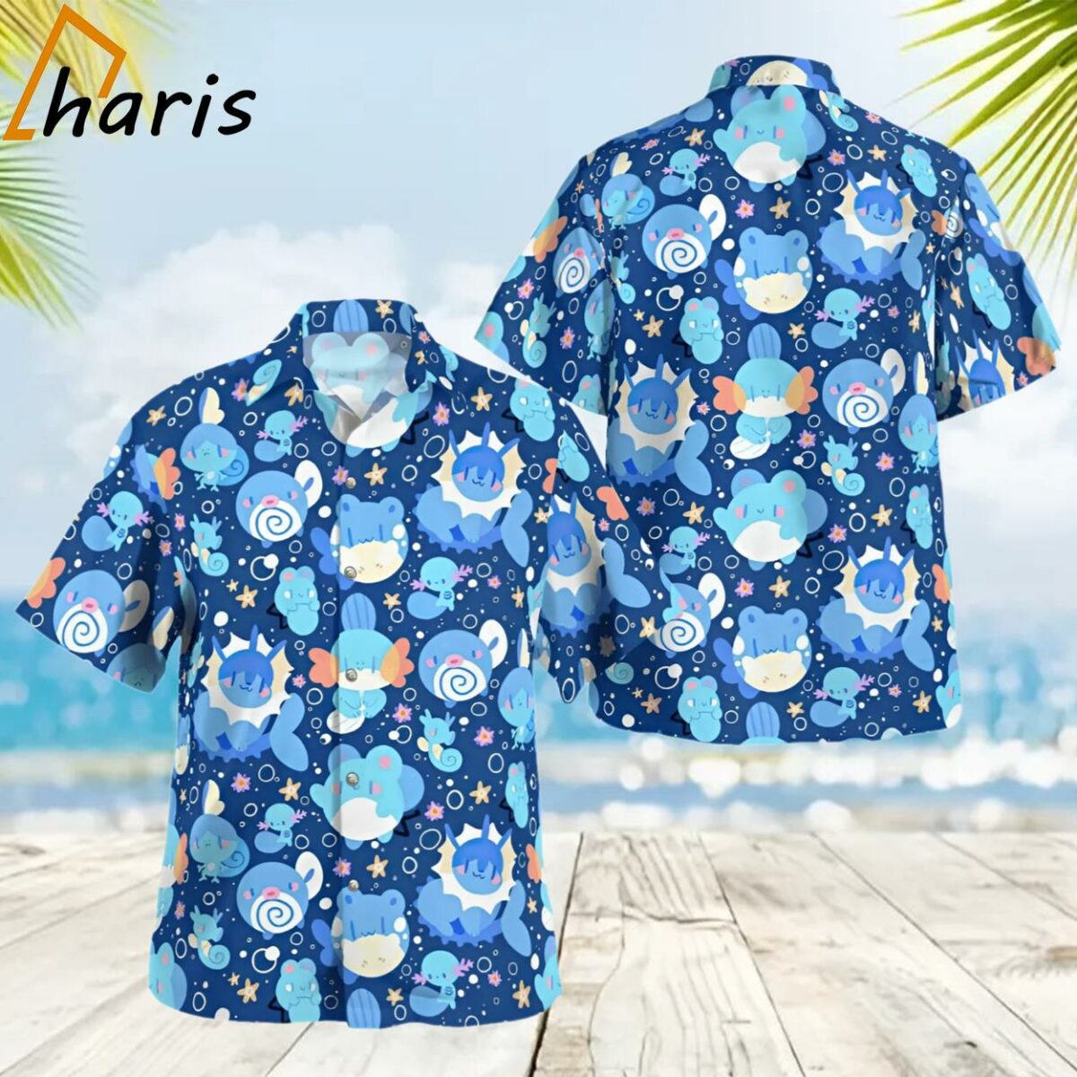 Stylish Blue Water Pokemon Hawaiian Shirt 2 2