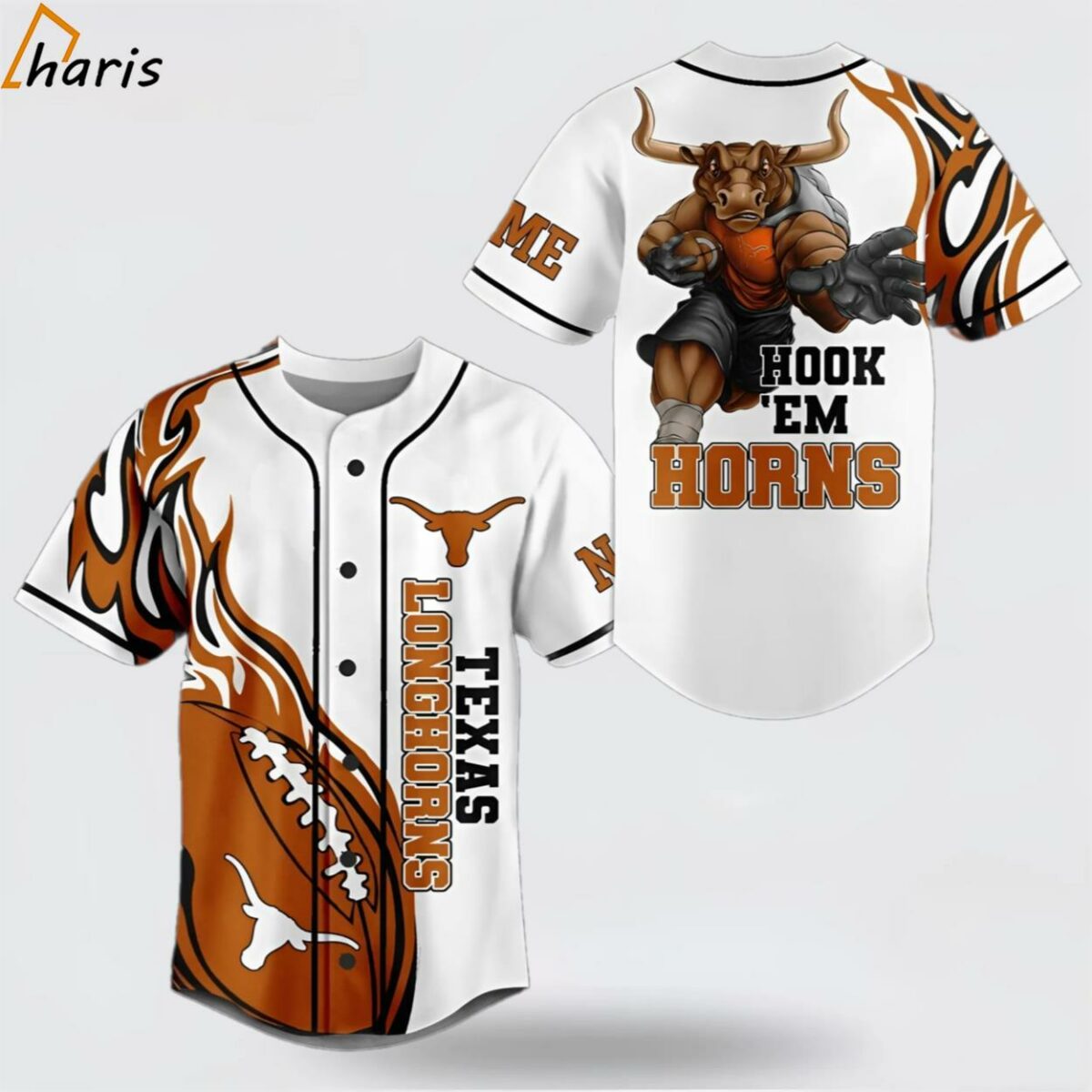 Texas Longhorns Hook 'Em Horns Custom Name Baseball Jersey 1 jersey