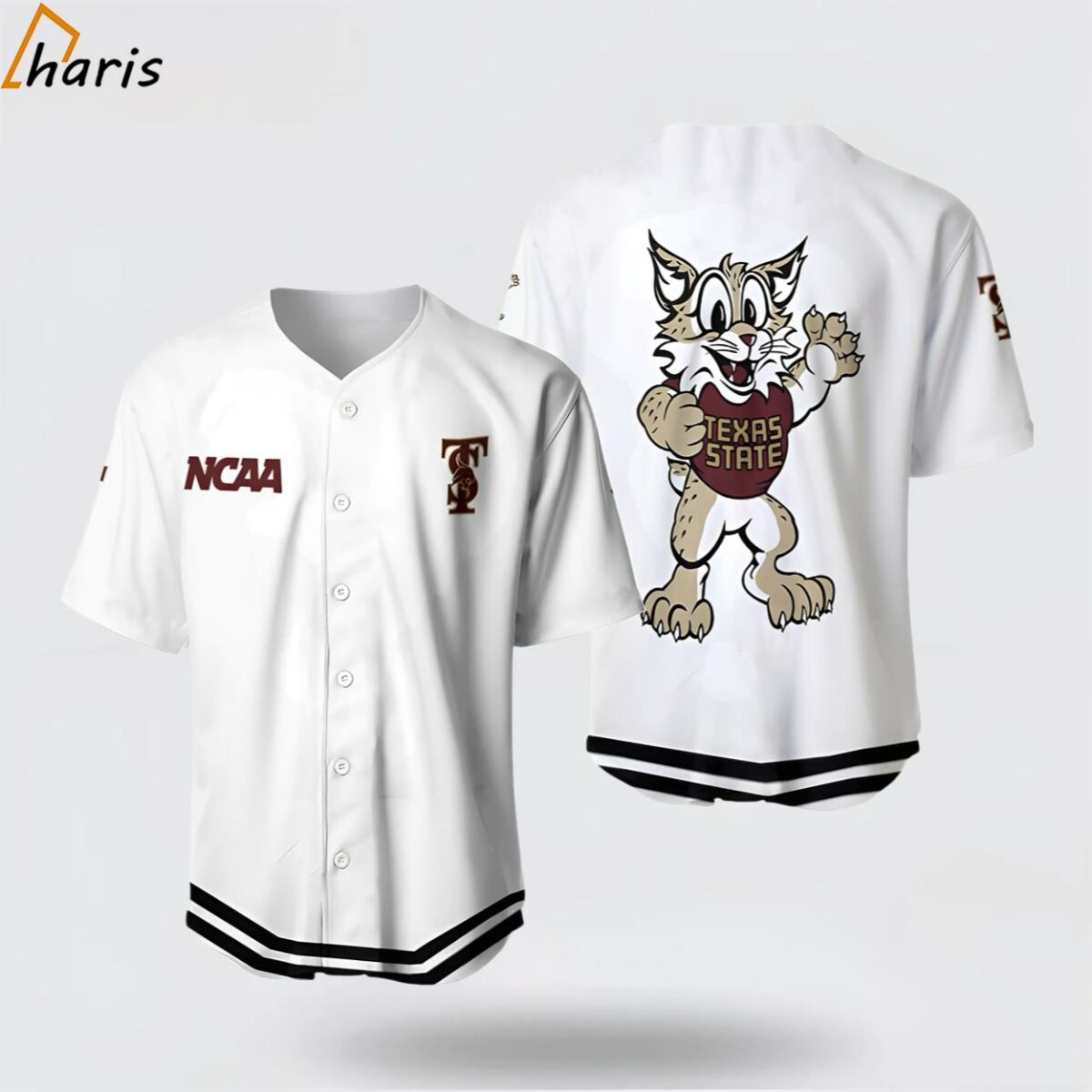 Texas State Bobcats Classic White With Mascot Baseball Jersey 1 jersey