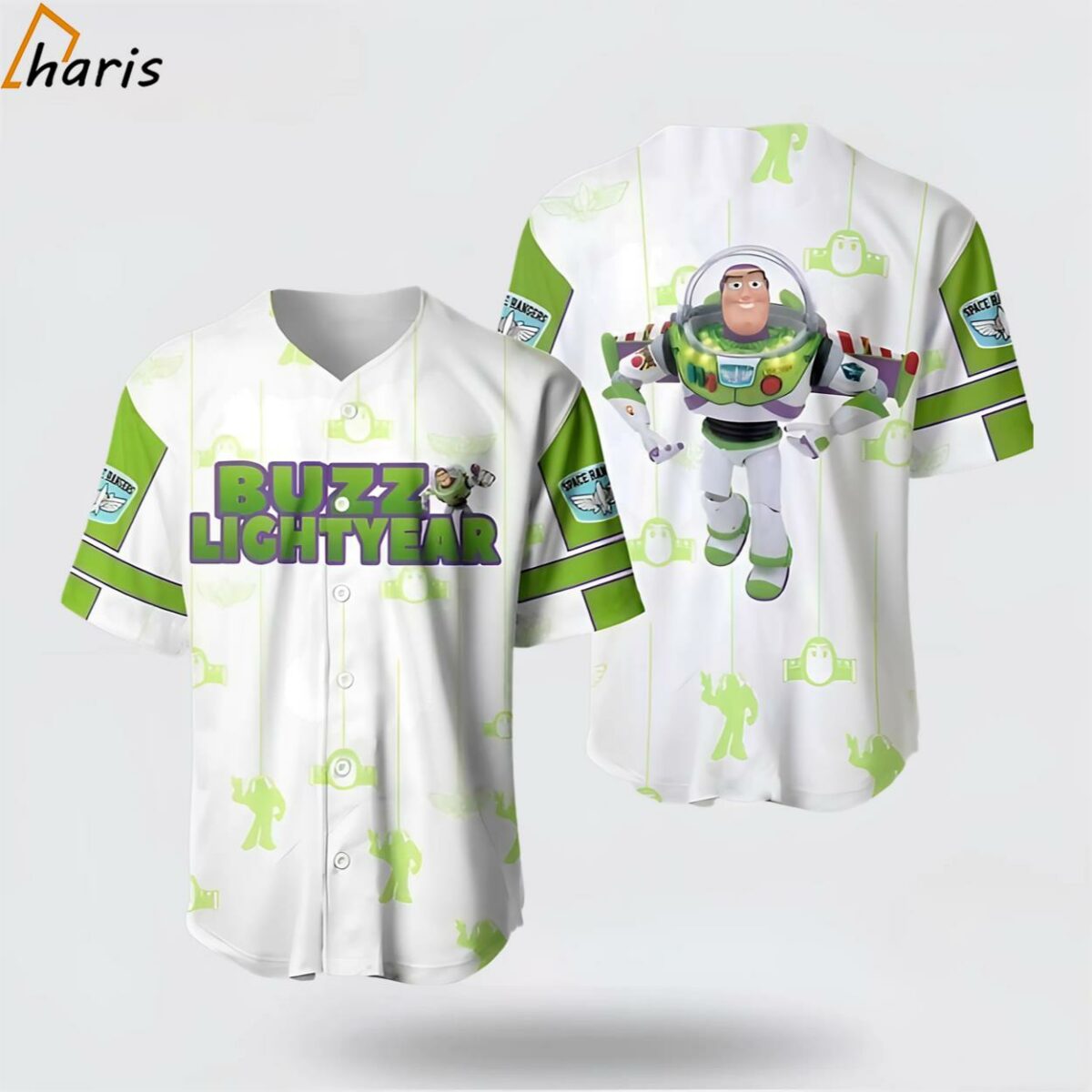 Toy Story Buzz Lightyear White Green Patterns Disney Outfits Custom Baseball Jersey 1 jersey