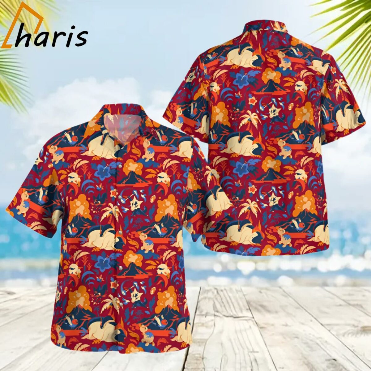 Tropical Red Pokemon Hawaiian Shirt 2 2