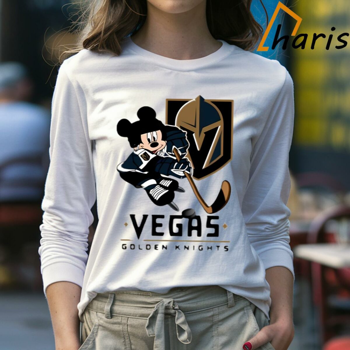 Vegas Golden Knights Mickey Mouse Play Hockey Long sleeve Shirt