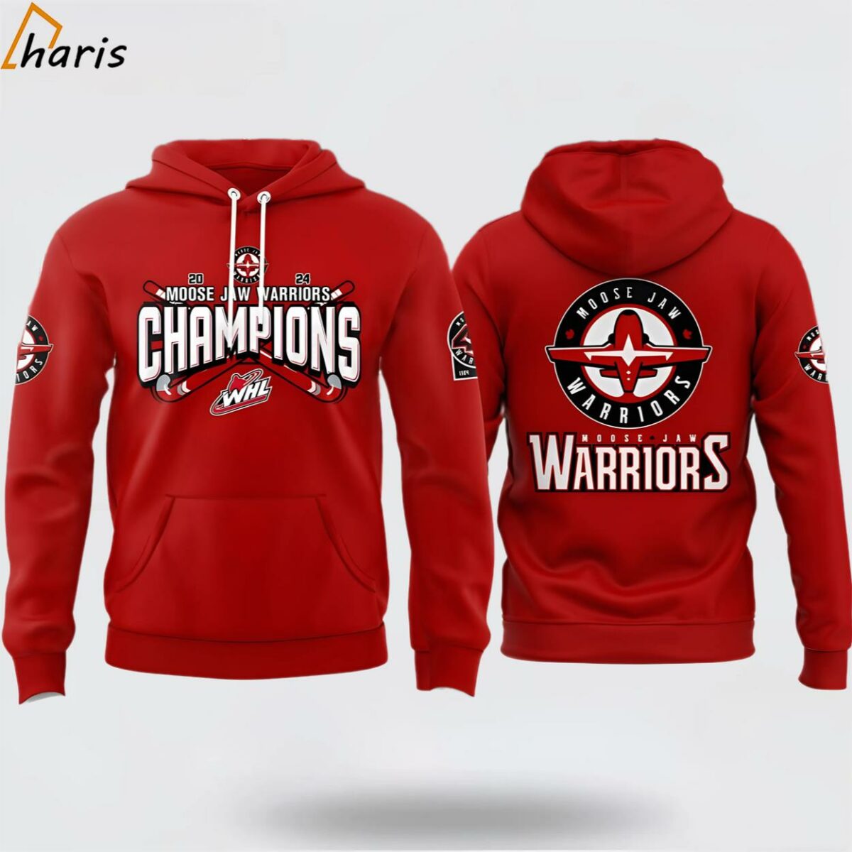 WHL Moose Jaw Warriors Champions Red 3D Hoodie 1 jersey