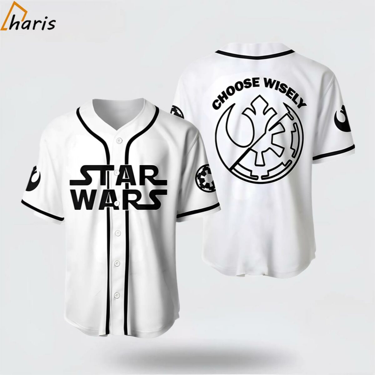 White Black Star Wars Dark Light Sides Disney Baseball Jersey 1 jersey