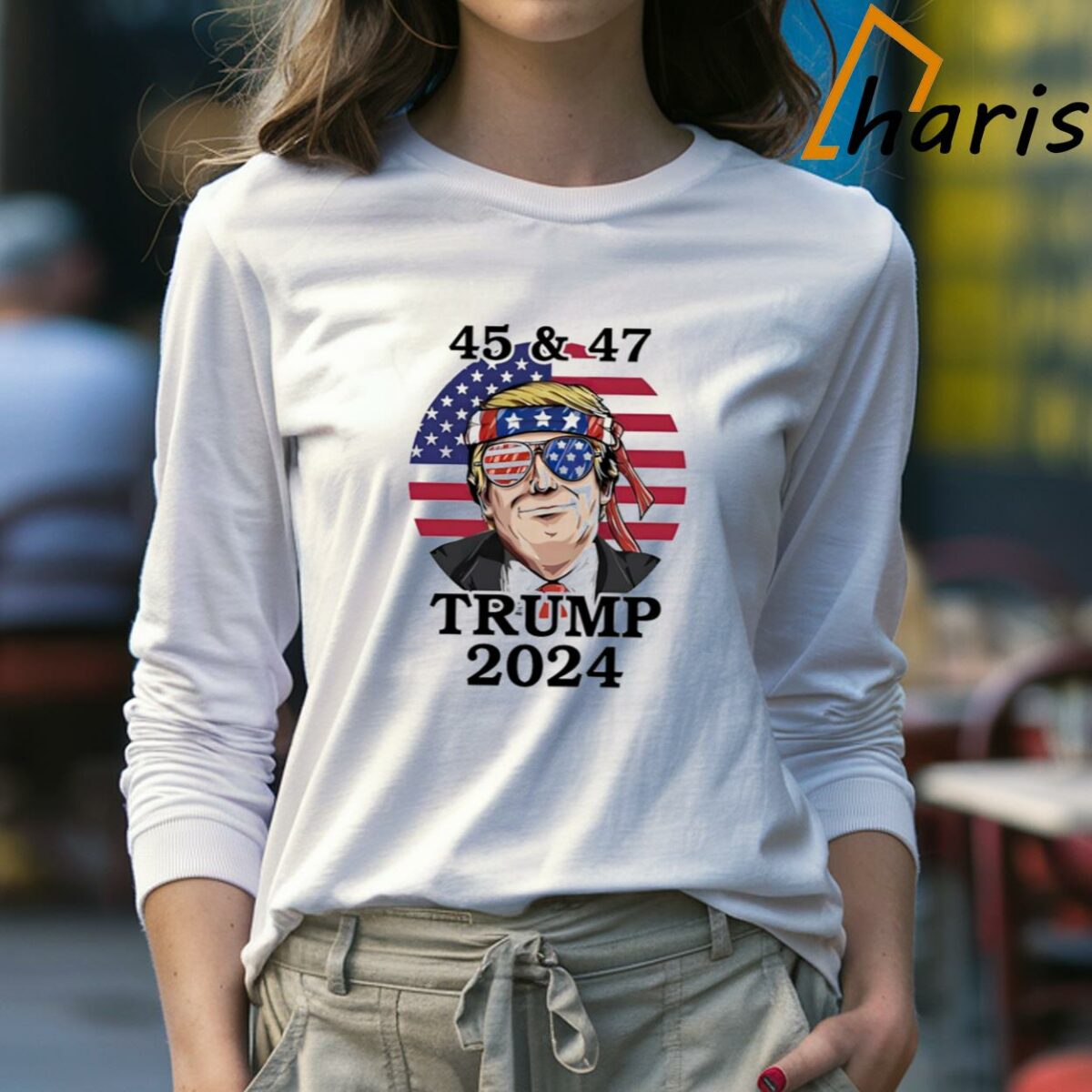 45 And 47 Trump 2024 America Flag Shirt 4 Long sleeve Shirt