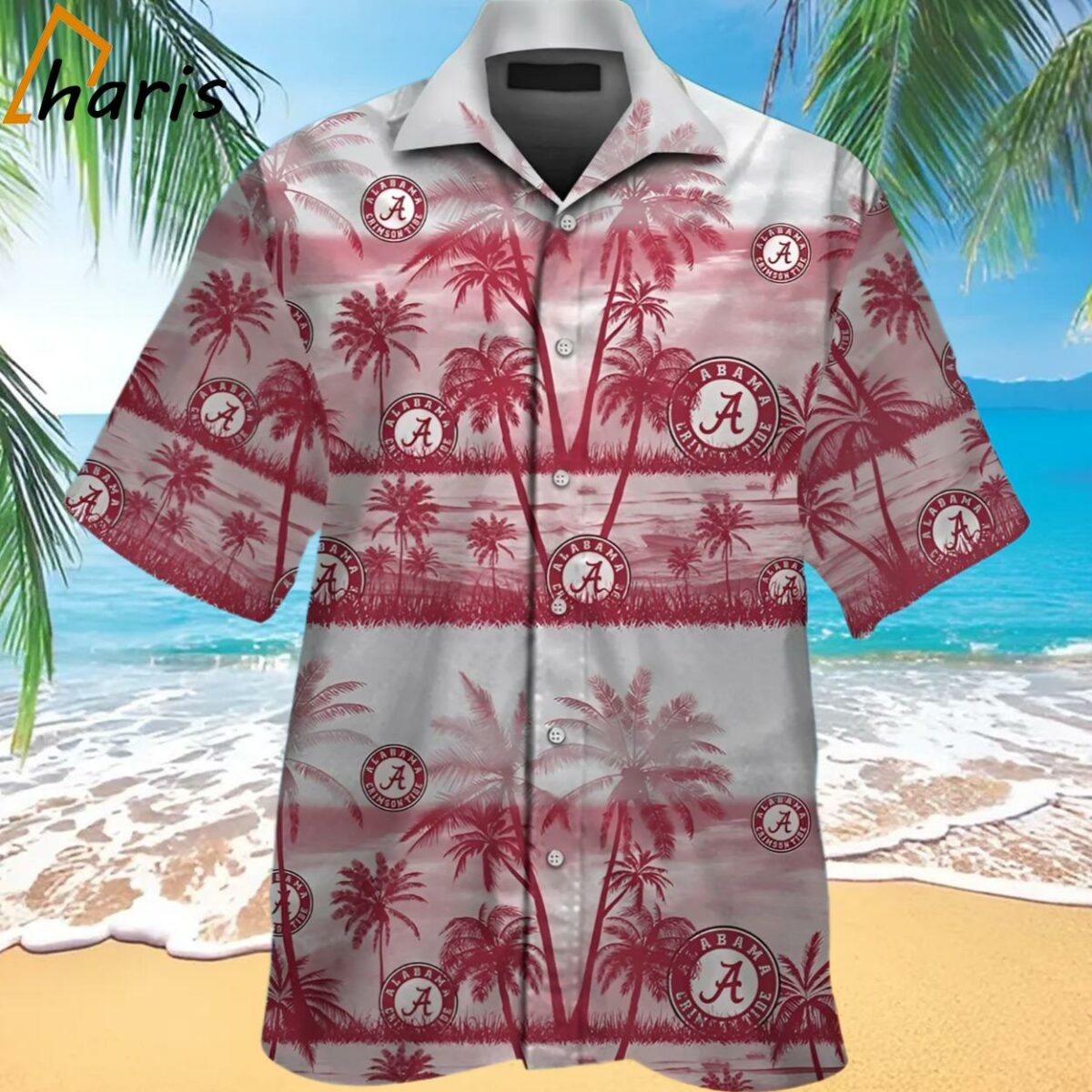 Alabama Crimson Tide Tropical Elegance Design Short Sleeve Hawaiian Shirt 1 1