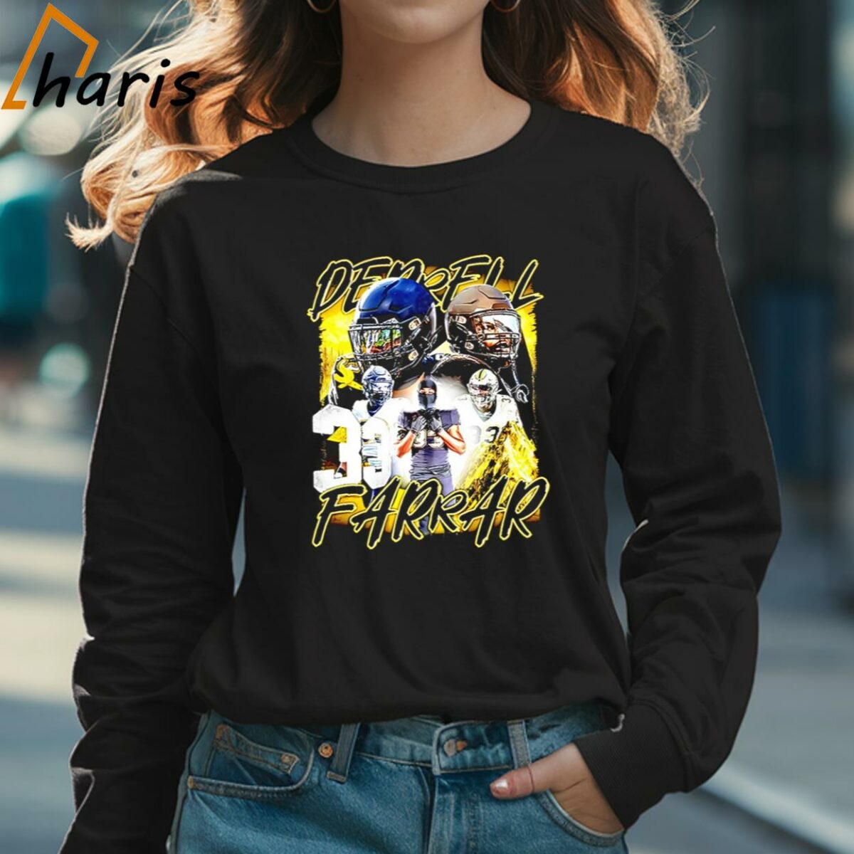 Appalachian State Mountaineers Derrell Farrar Number 33 Football Graphic Shirt 3 Long sleeve shirt