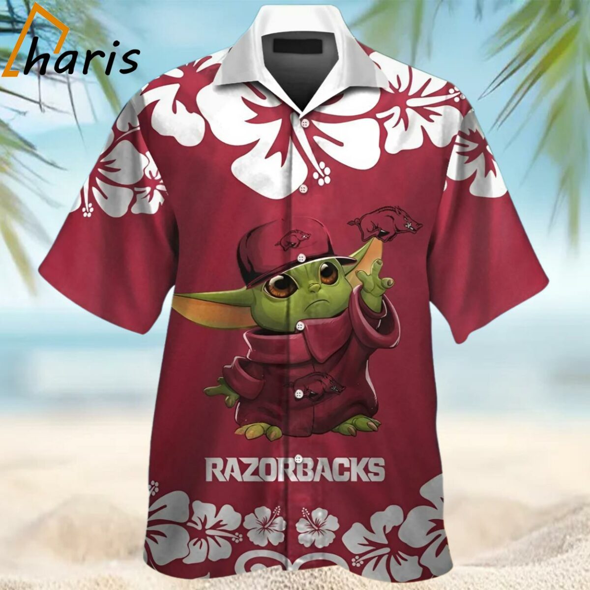 Arkansas Razorbacks Baby Yoda Tropical Hawaiian Shirt 1 1