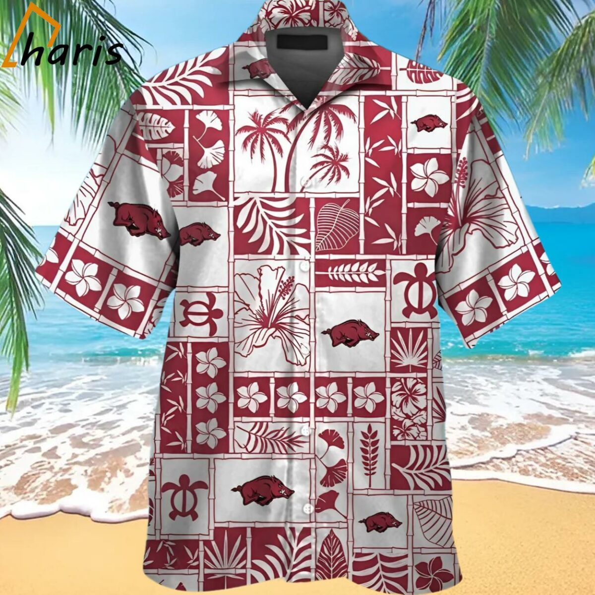 Arkansas Razorbacks Button Up Hawaiian Shirt 1 1