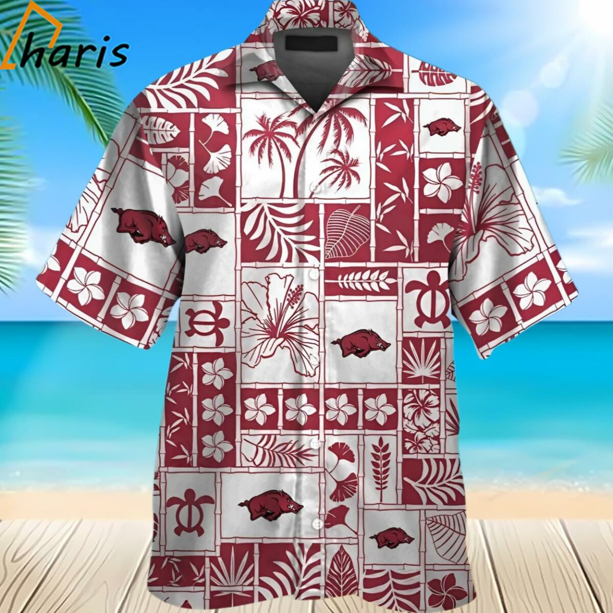 Arkansas Razorbacks Button Up Hawaiian Shirt 2 2