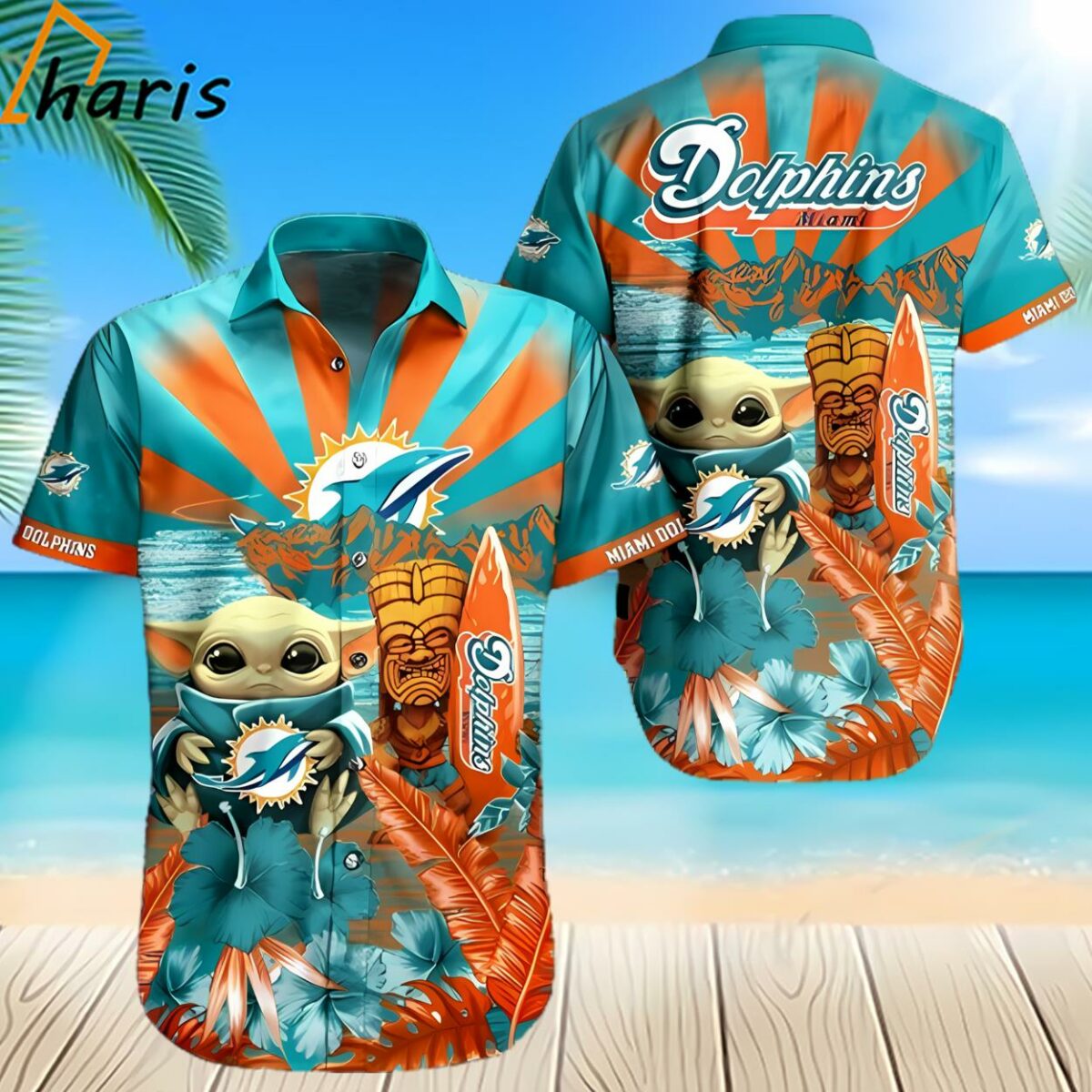Baby Yoda NFL Miami Dolphins Hawaiian Shirt 2 2