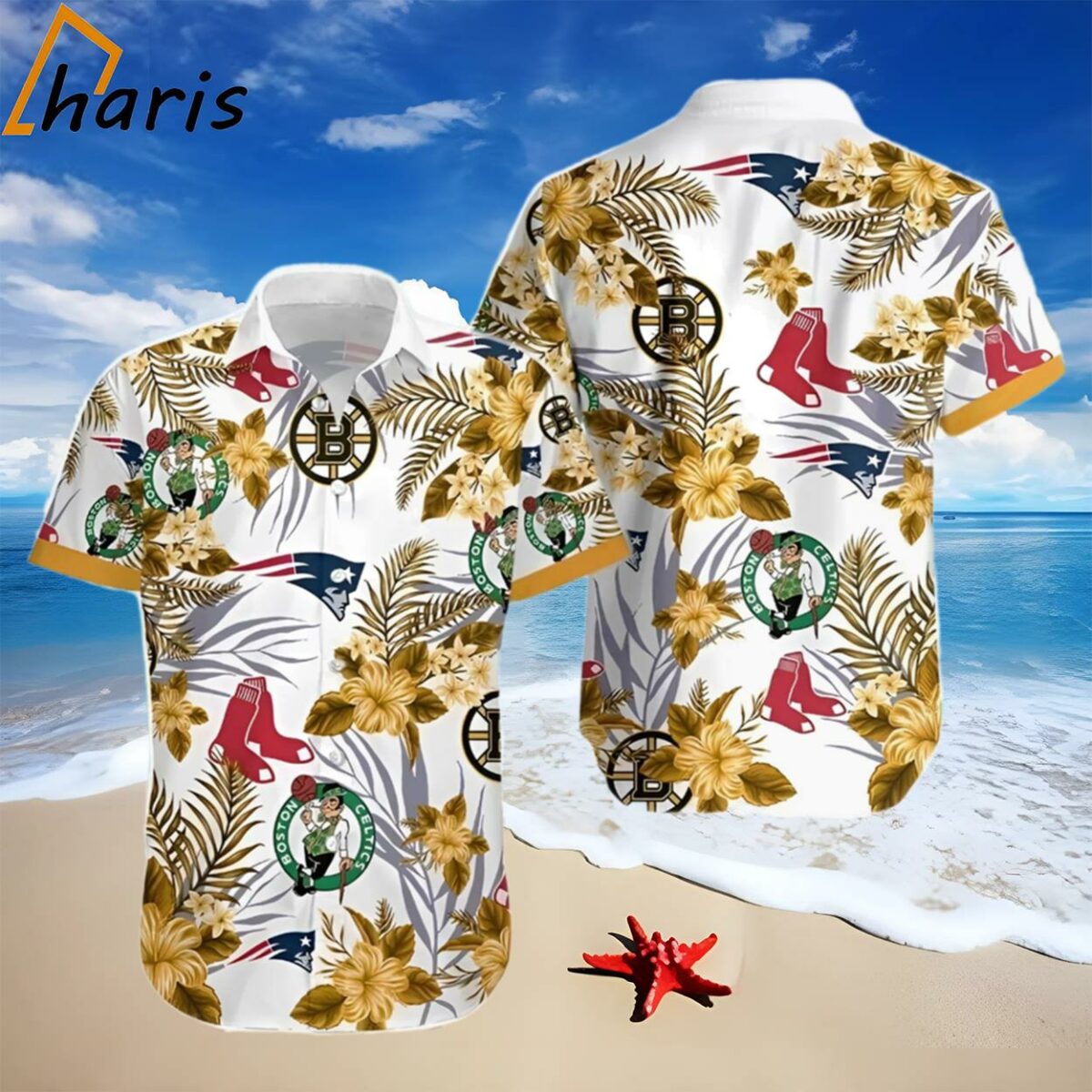 Boston Celtics Hawaiian Shirt Team Logo Hibiscus Flowers Gift 1 1