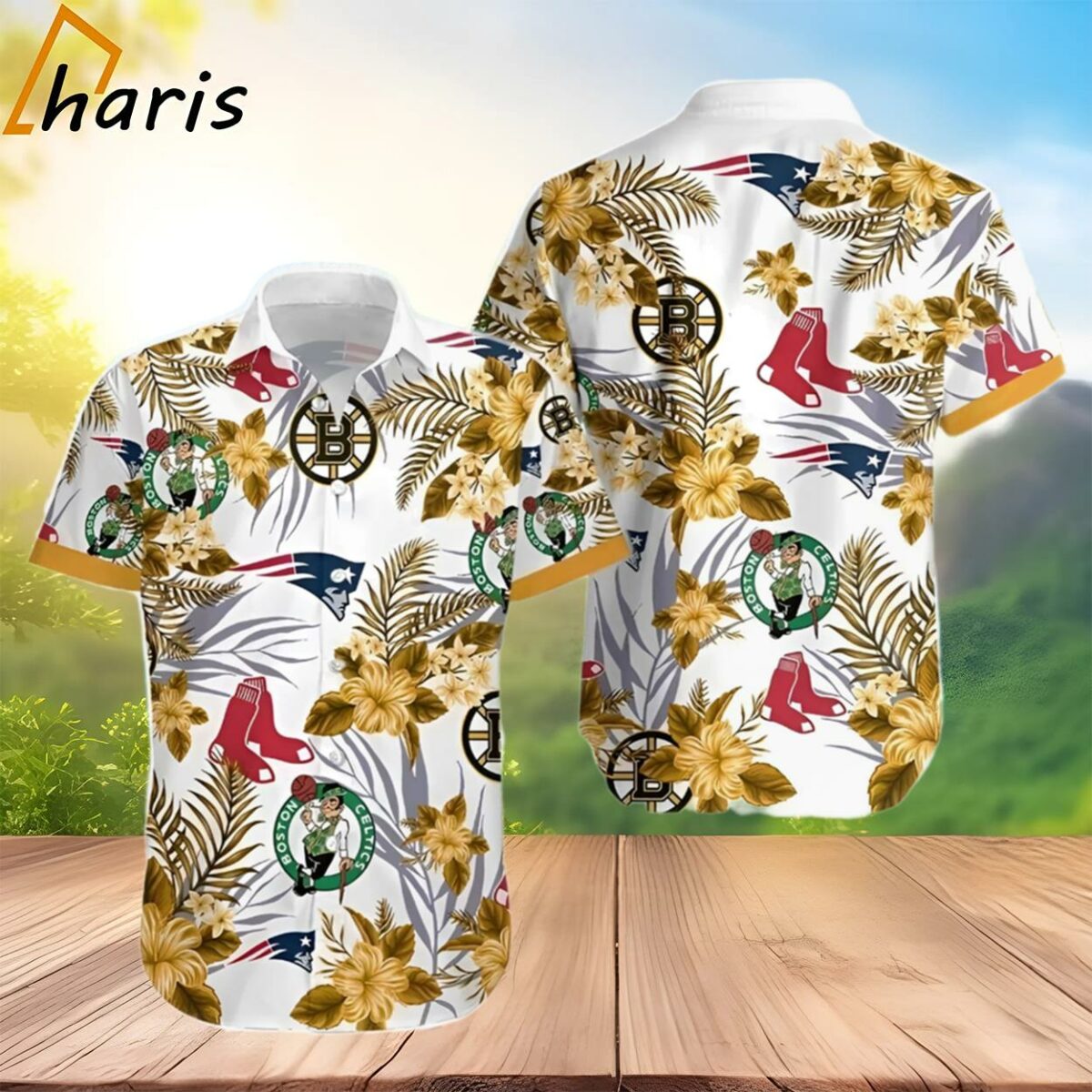 Boston Celtics Hawaiian Shirt Team Logo Hibiscus Flowers Gift 2 3