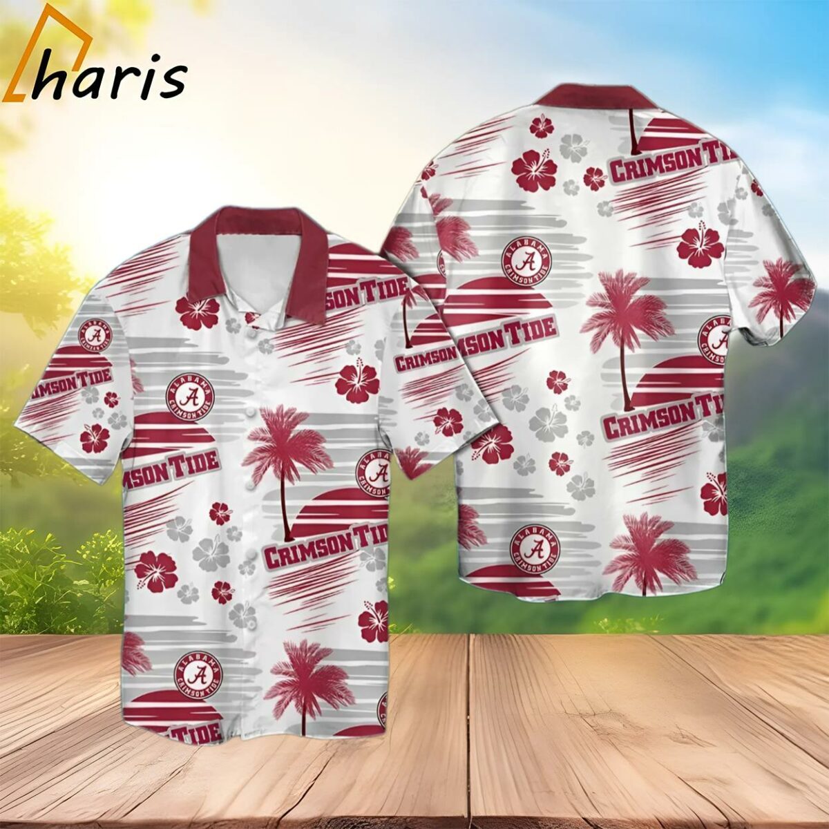 Crimson Tide Alabama Hawaiian Short Sleeve Shirt 2 3