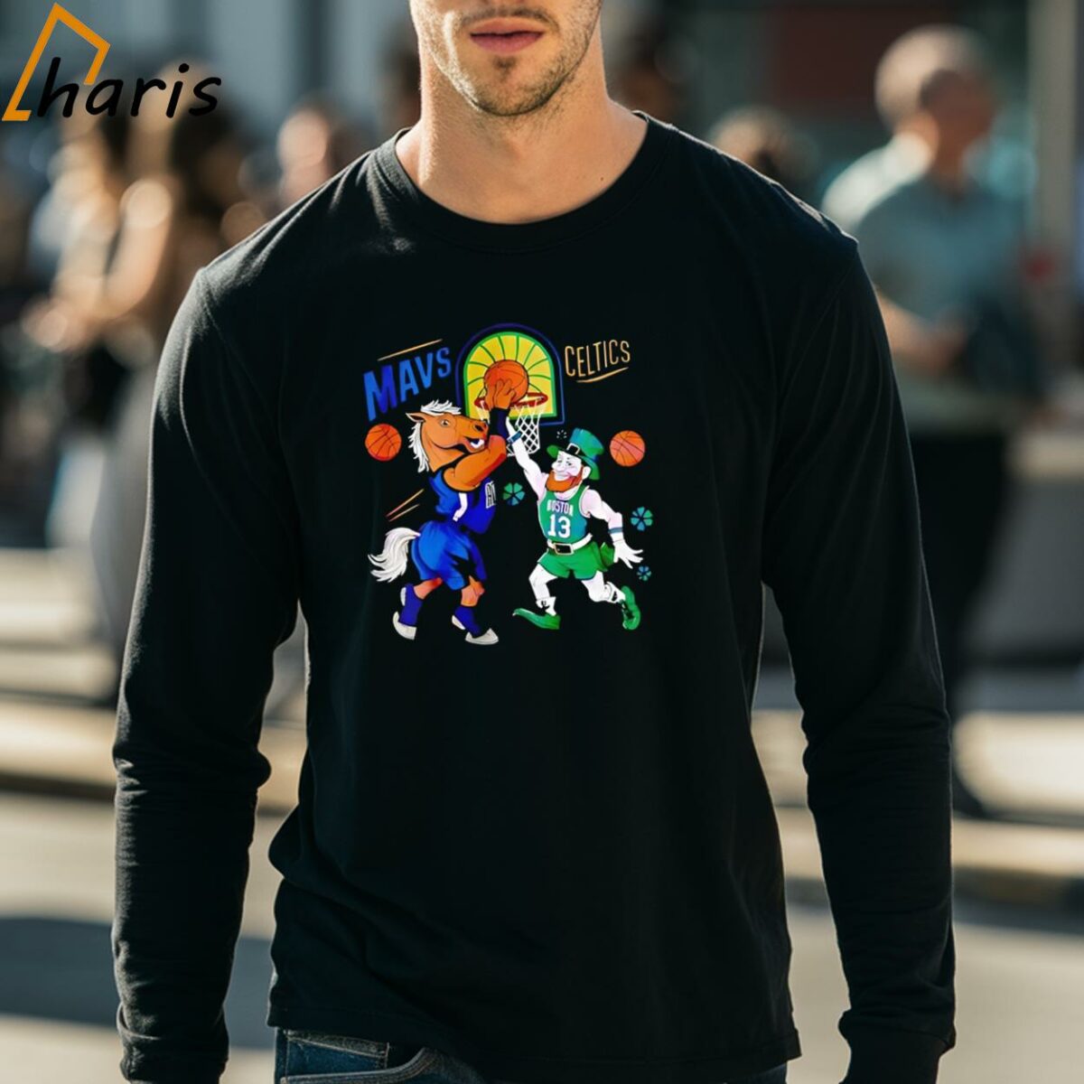 Dallas Mavericks vs Boston Celtics Match Up NBA Final Mascot Shirt 4 long sleeve shirt