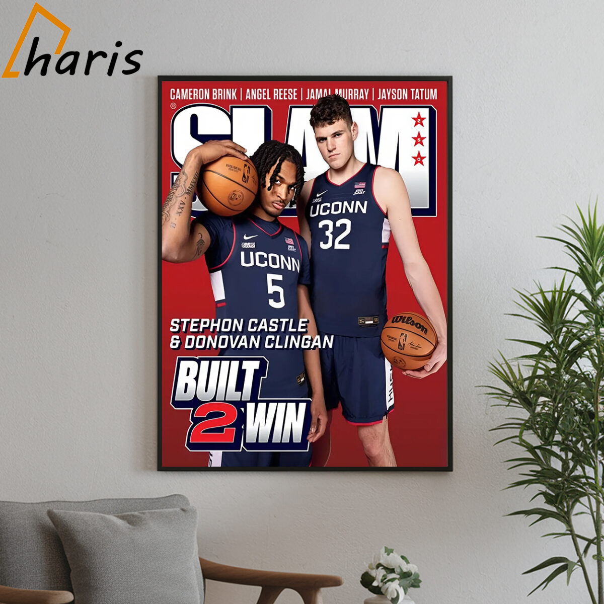 Donovan Clingan And Stephon Castle From UConn Huskies Built 2 Win Cover SLAM 250 Poster