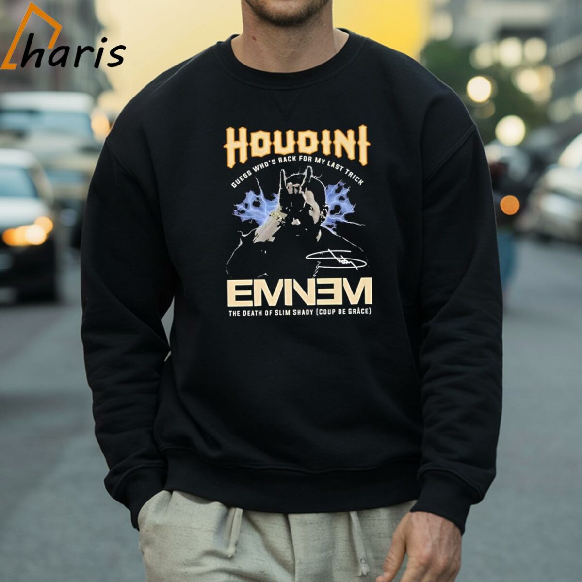 Houdini Guess Whos Back For My Last Trick Eminem The Death Of Slim Shady Vintage T Shirt 4 Sweatshirt