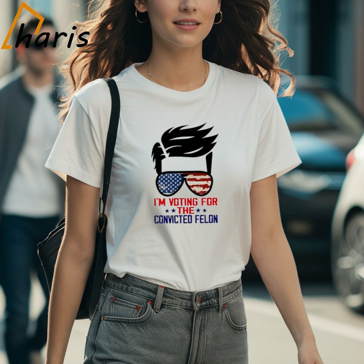 Im Voting For The Convicted Felon Glasses USA Flag Shirt 2 Shirt