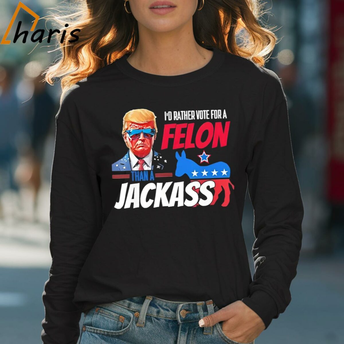 Im Voting For The Outlaw Funny Pro Trump 2024 Election Shirt 4 Long sleeve shirt