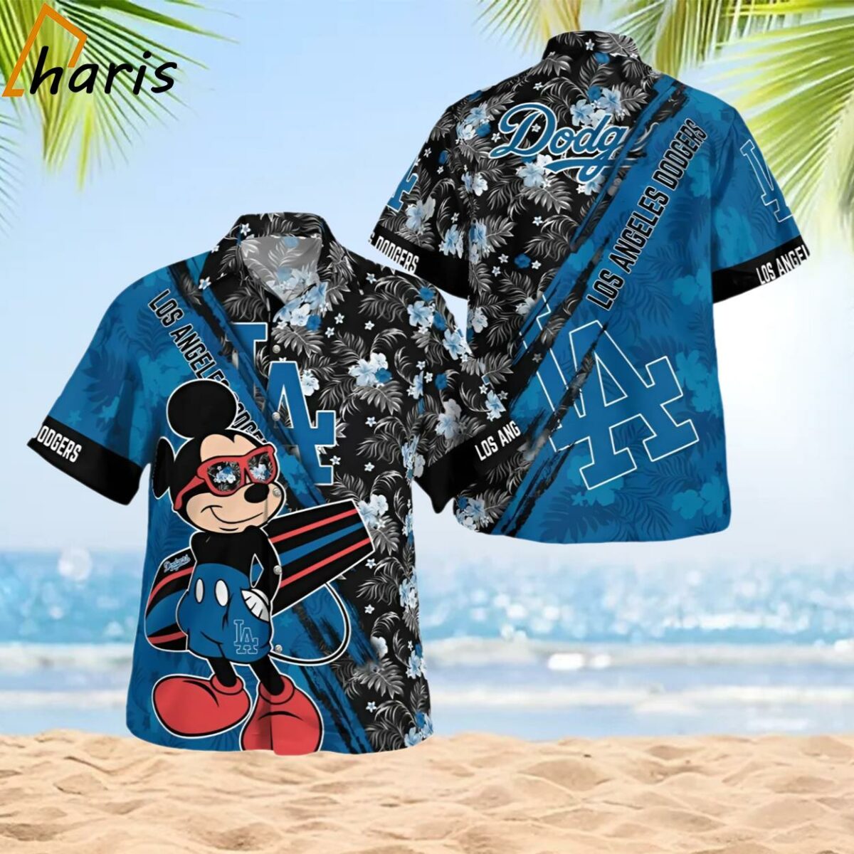 Los Angeles Dodgers Mickey Mouse Floral Hawaiian Shirt 2 2
